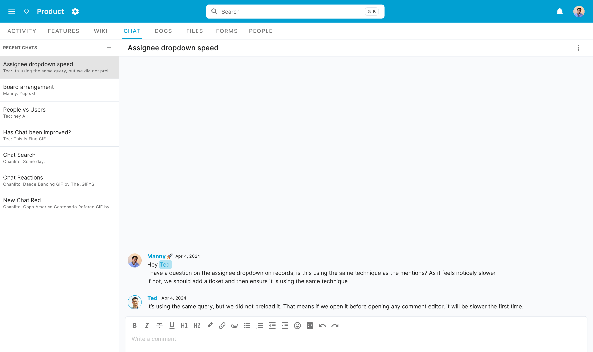 Chat screenshot
